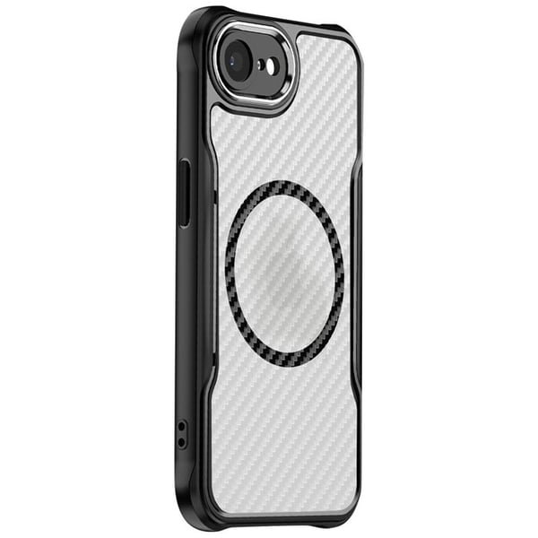 Skal för iPhone 16e - Defender Carbon - Förstärkt Stötabsorberande - Svart - MagSafe - Elegant