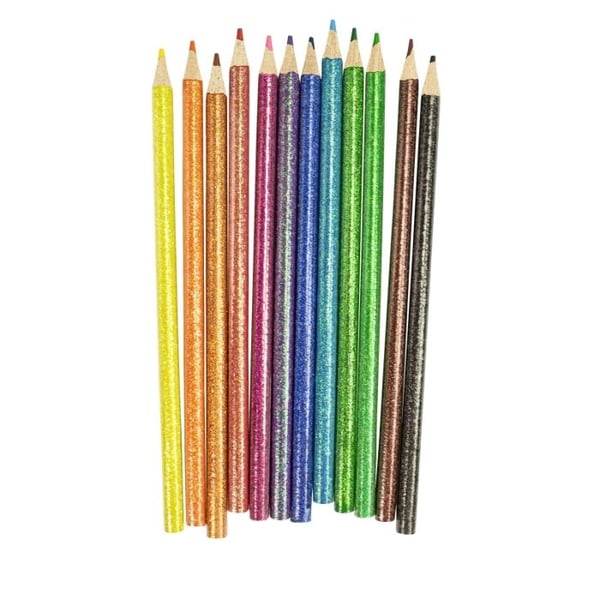 Färgpennor - MEGACREA DIY - Set om 12 - Glittrande kropp - Multikolor - För barn från 3 år