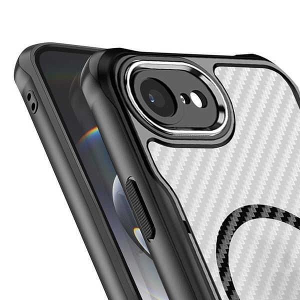 Skal för iPhone 16e - Defender Carbon - Förstärkt Stötabsorberande - Svart - MagSafe - Elegant