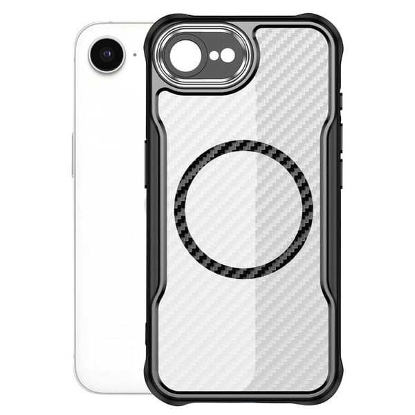 Skal för iPhone 16e - Defender Carbon - Förstärkt Stötabsorberande - Svart - MagSafe - Elegant