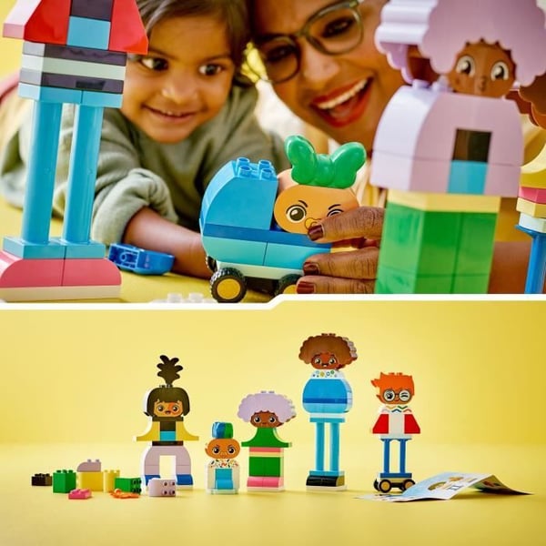 LEGO® 10423 DUPLO My Town-karaktärer att bygga med olika känslor, leksak med 71 klossar med 5 karaktärer