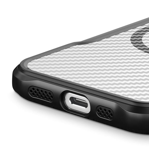 Skal för iPhone 16e - Defender Carbon - Förstärkt Stötabsorberande - Svart - MagSafe - Elegant