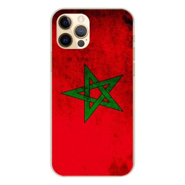 1001Coques - Silikonfodral kompatibelt med Apple iPhone 12 Pro - Marockansk flaggmönster - Originaldesign tryckt i Frankrike