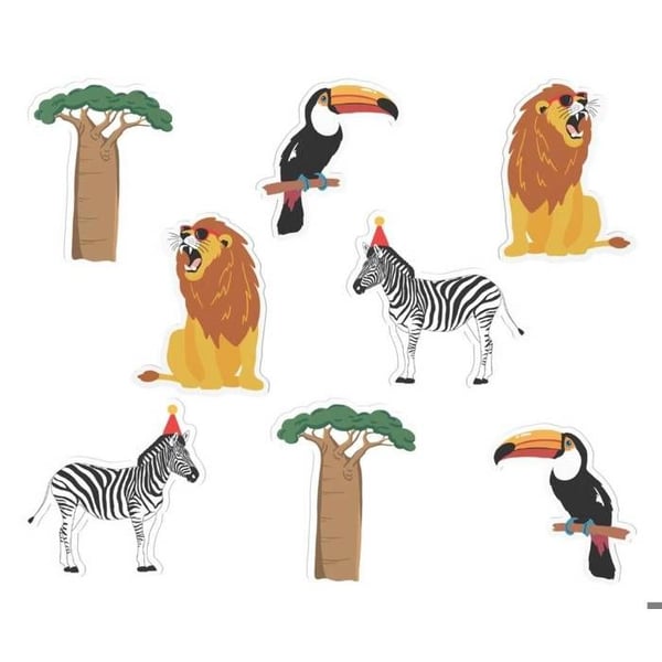 Bordskonfetti - LILLA CLOWN - Savannens djur - Paket med 40 - Flerfärgad - Safari-tema