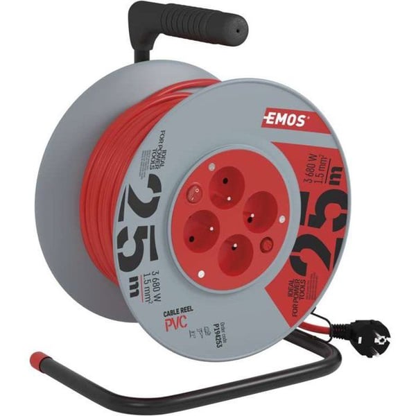 Förlängningssladd - EMOS - 25m - 4 uttag - Inbyggd strömbrytare - 1,5mm²