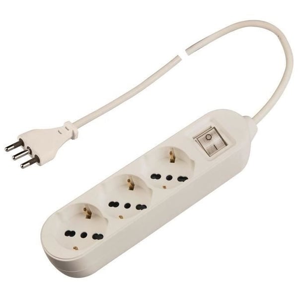 Poly Pool PP2502XL Multikontakt med 3 P40 multistandard stik, Stor stik 16 A, 1,5 m kabel og kontakt, Hvid, 3500 W