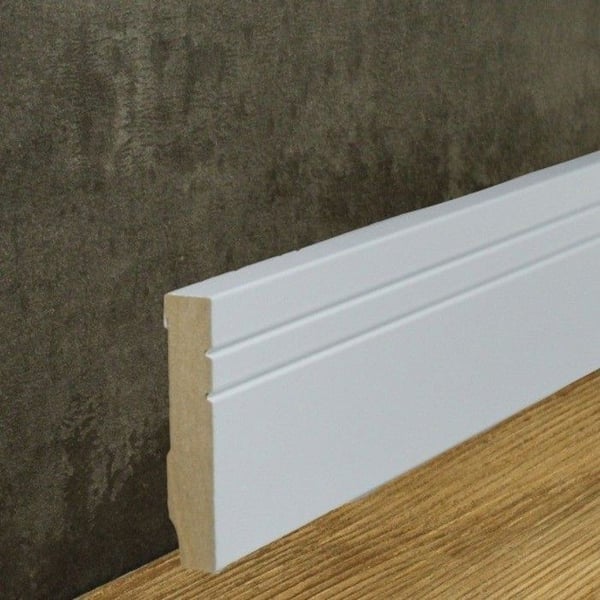 PROVISTON MDF-sockel 16 x 80 x 2500 mm Vit att limma, klippa, skruva &amp; spikbelagd MDF-kärna 62,5 meter | 25 stycken