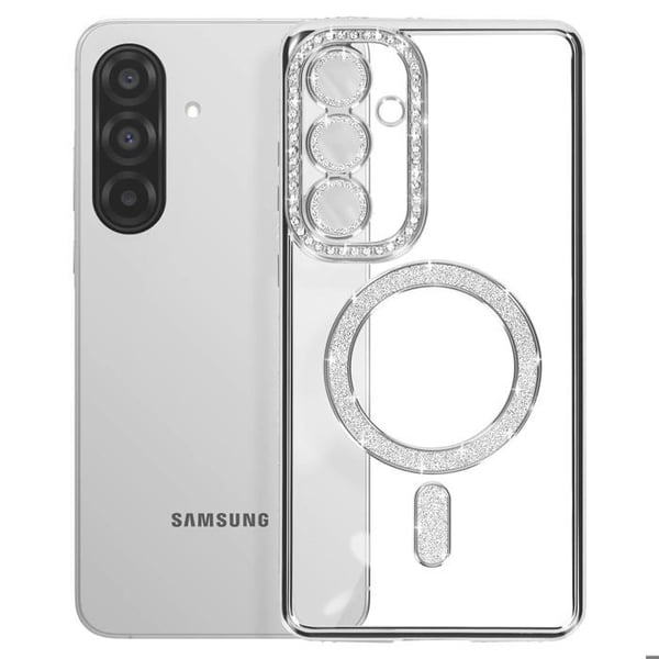 Coque - Samsung - Galaxy A56 - Strass Silver - Resistent - Kompatibel med MagSafe