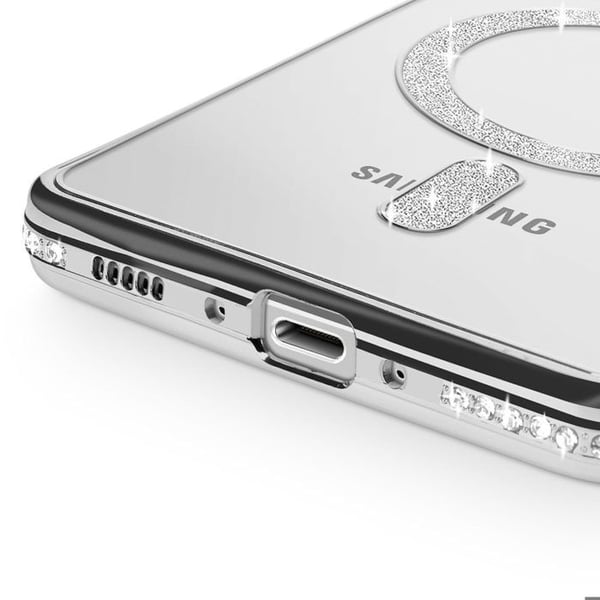 Coque - Samsung - Galaxy A56 - Strass Silver - Resistent - Kompatibel med MagSafe