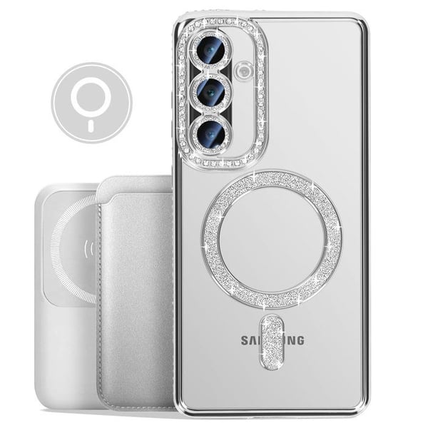 Coque - Samsung - Galaxy A56 - Strass Silver - Resistent - Kompatibel med MagSafe
