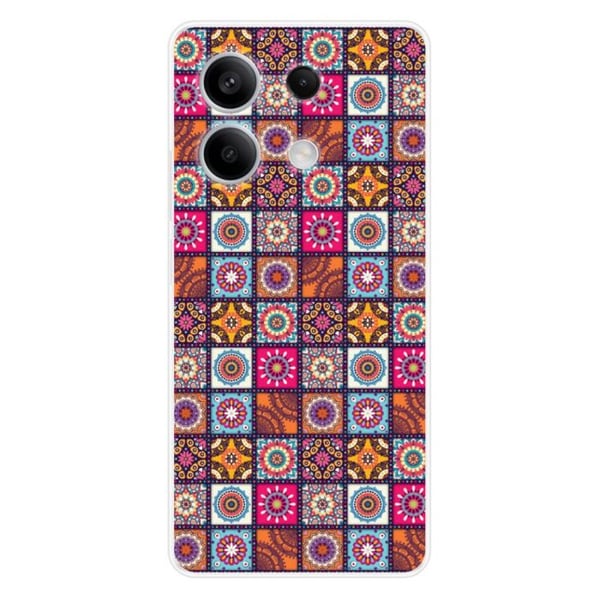 Tryckt silikonfodral som är kompatibelt med Xiaomi Redmi Note 13 5G Patchwork Mandala