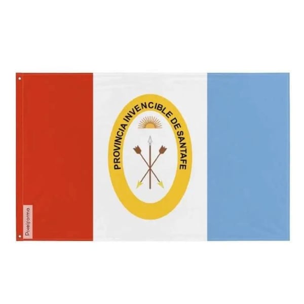Santa Fe-flagga – 96 x 144 cm – Hållbar polyester – 2 metallöljett – Inomhus / Utomhus – Pixelforma