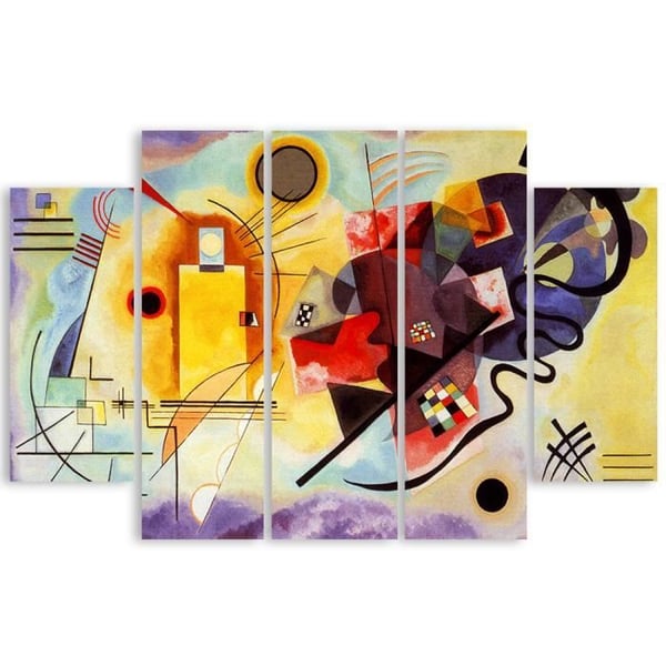 Målning, tryck på duk - gul, röd, blå Wassily Kandinsky cm. 150x100 Typ A2 (5 paneler)