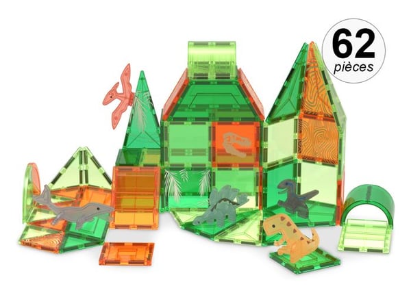 62 delar magnetiskt byggset - Jurassic Grön