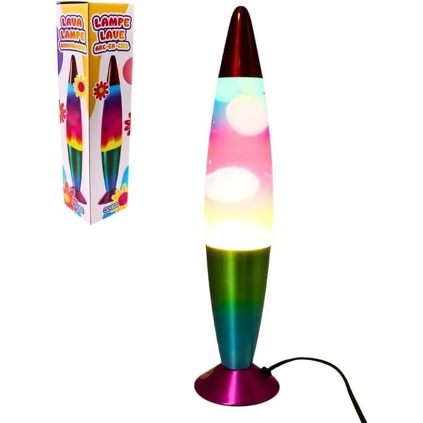 Dekorativ lavalampa - BG INTERNATIONAL - Regnbåge - Flerfärgad - 41 cm - Hypnotisk vätskeeffekt