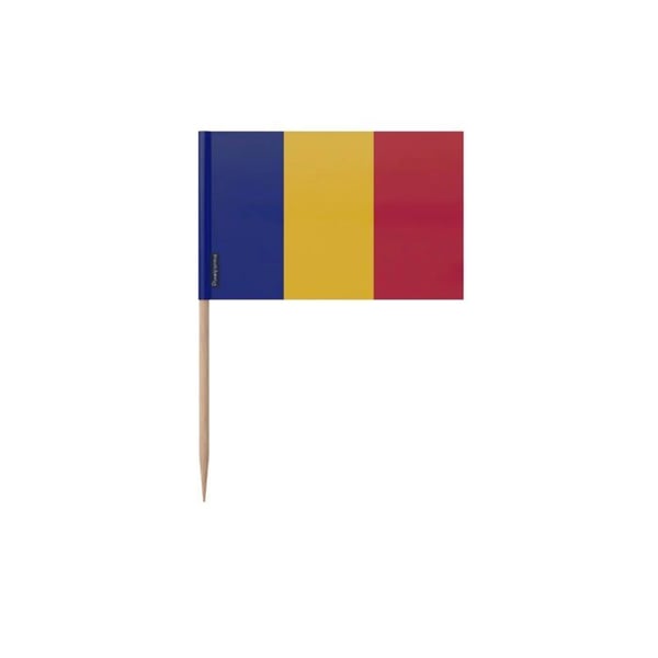 Tandpetare Tchads flagga - 12 cm - 100 stycken - Plastiskt klibbig - Bambu pinne - Pixelforma