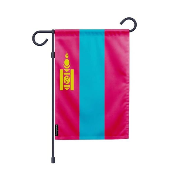 Trädgårdsflagga från Mongoliet – 32 x 47.5 cm – Hållbar polyester – Horisontellt format – Utomhus – Pixelforma