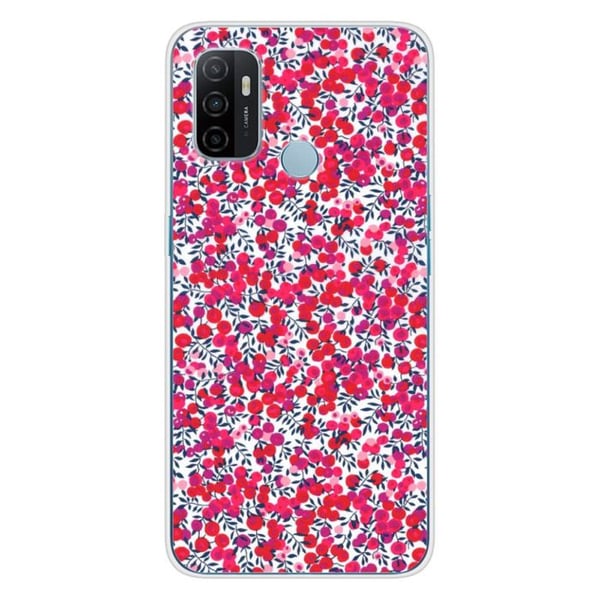 1001Coques - Silikonfodral kompatibelt med Oppo A53S - Liberty Wiltshire röd mönster - Originaldesign tryckt i Frankrike