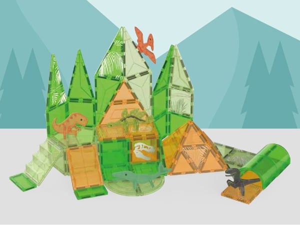 62 delar magnetiskt byggset - Jurassic Grön
