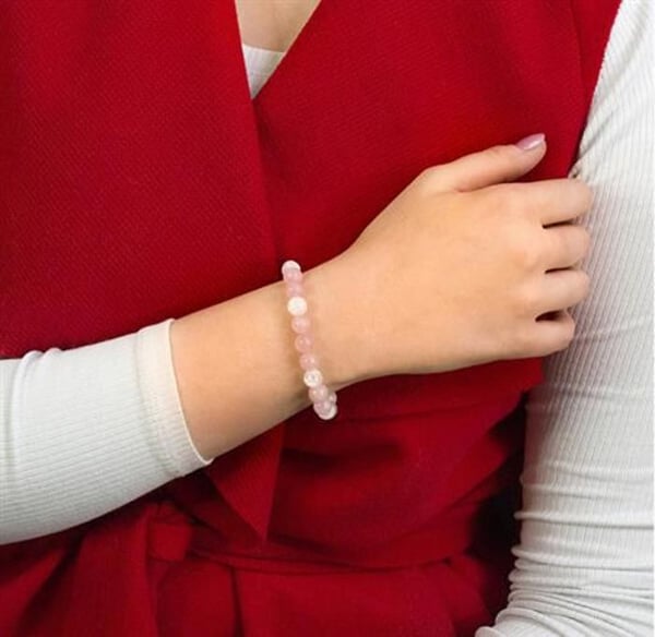 Armband - BENETO - MINK14/17 - Rosenkvarts - Spräckt kristall - 17 cm