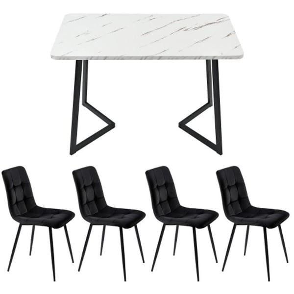 Spisebord - MUVOE - Rektangulær - 4 stole - Sort - Moderne