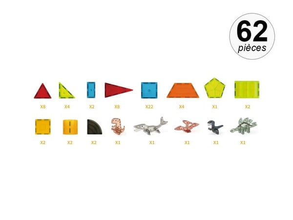 62 delar magnetiskt byggset - Jurassic Grön