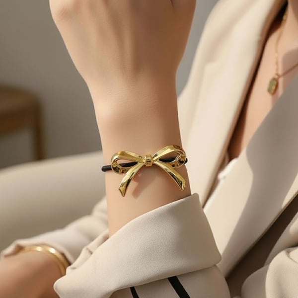 Elastisk Casual Anastasie med Guldsvart/Ribbonsknut