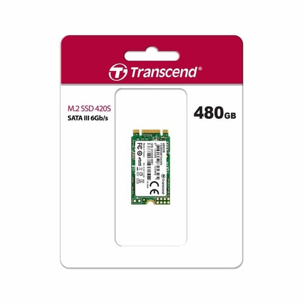 SSD-hårddisk - TRANSCEND - 480Go - M.2 2242 - SATA3 - B+M Nyckel TLC