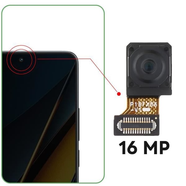 Frontkamera för Xiaomi Poco X6 Pro 16MP Selfie Sensor Svart