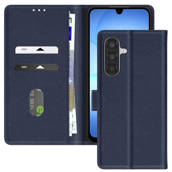 Étui för Samsung Galaxy A17 Chesterfield med kortfack och videostöd, midnattsblå