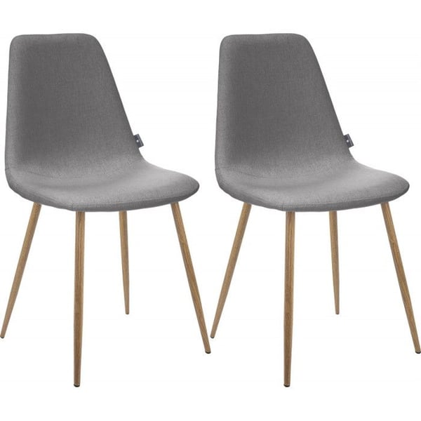 Set med 2 stolar i vintagestil "Marylin" metallben imiterad bok Atmosphera - Mörkgrå