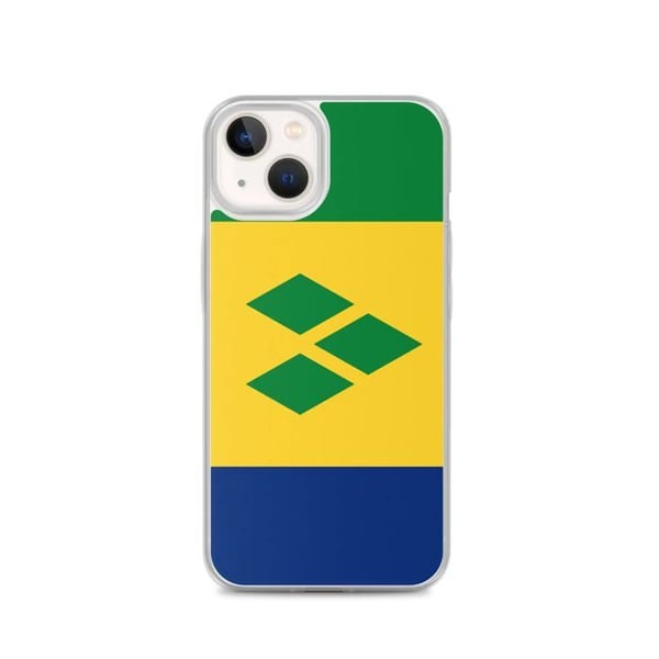 Telefonfodral – Flagga för Saint Vincent och Grenadinerna – Kompatibel med iPhone 13 – Mjuk Fodral – Slitstark och Stötsäker – Pixelforma