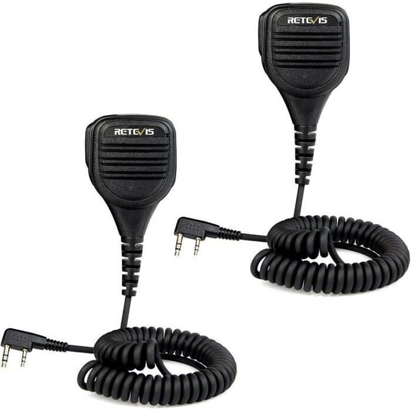 Retevis Talkie-Walkie Micro Högtalare, 2 Pin Kompatibel RT24 RT27 Baofeng BF-888S Kenwood, Mikrofon Högtalare Radio(2 St)
