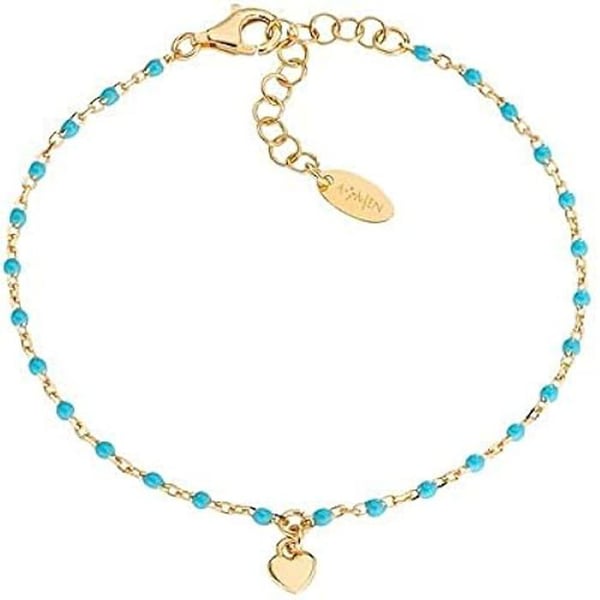 Armband - AMEN - BRSMCUGT3 - Silver 925 - Gult guld - Turkos emalj