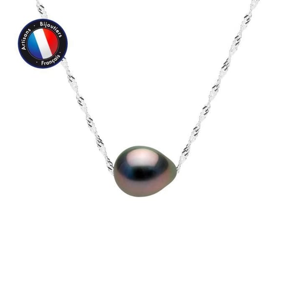 Halsband - Perlinea - Tahitisk odlad pärla A+ - 9 Cts Vitguld - 8-9 mm - 42 cm