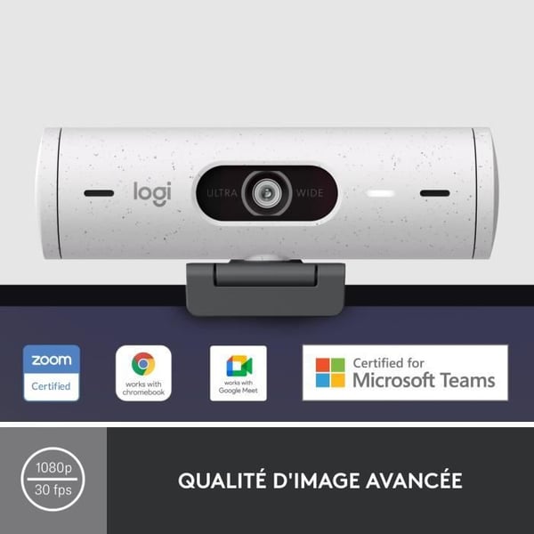 Webbkamera - Full HD 1080p - Logitech - Brio 500 - Inbyggd mikrofon - Vit