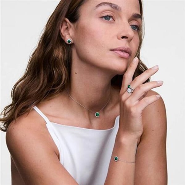 Øreringe - DANIEL WELLINGTON - Audrey - Malakit - Krystaller - Rustfrit stål