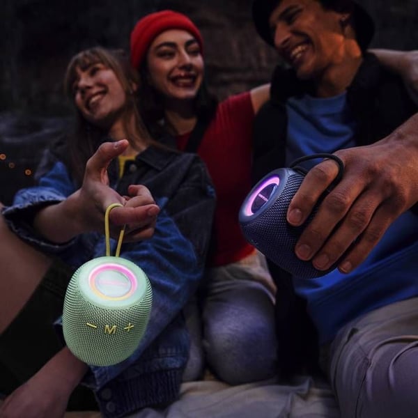 Bloom – Bluetooth-högtalare (Bluetooth 5.3, 18 timmars batteritid, IPX6, True Wireless, 100 % återvunnen plast, LED-belysning)
