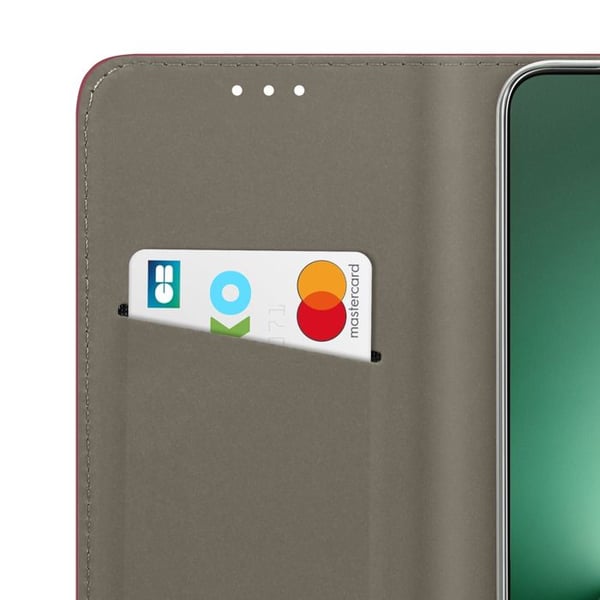 Foliofodral för Honor Magic 8 Lite med kortfack och videostöd Bordeaux