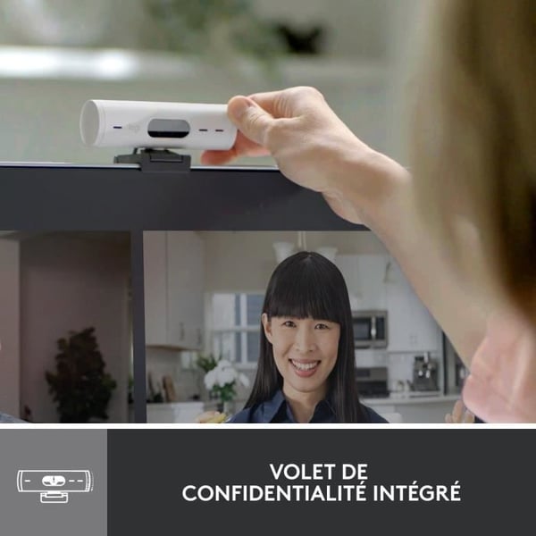 Webbkamera - Full HD 1080p - Logitech - Brio 500 - Inbyggd mikrofon - Vit