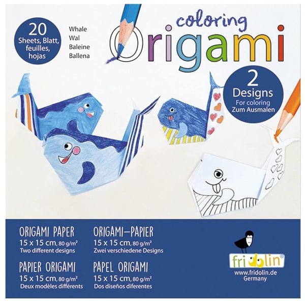 Kit Origami - Fridolin - Val - 20 Ark - 15x15 cm - Att färglägga för barn