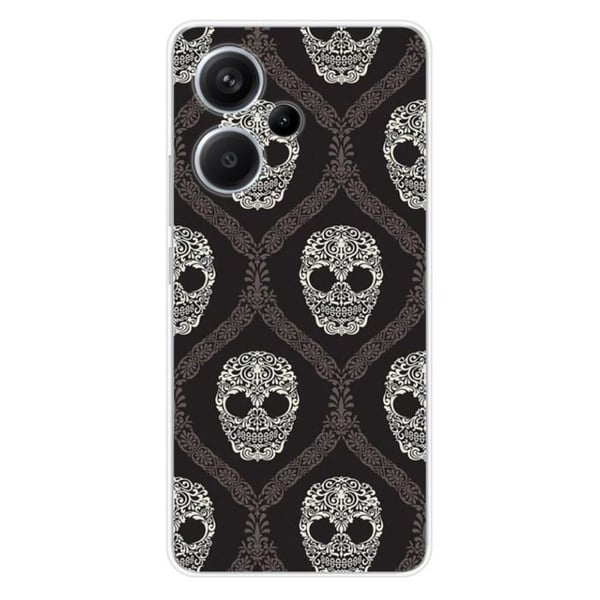 Tryckt silikonfodral som är kompatibelt med Xiaomi Redmi Note 13 Pro Plus 5G Floral skull