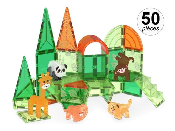 Magnetiskt byggset med 50 delar - Grön djungelmodell