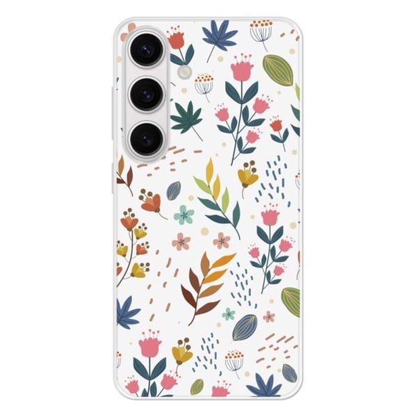 Siliconförstärkt tryckt fodral kompatibelt med Samsung Galaxy S24 Färgade blommor