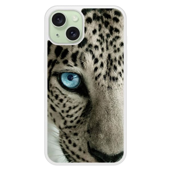 Coque i silikonförstärkt tryckt kompatibel med Apple iPhone 15 Leopardöga