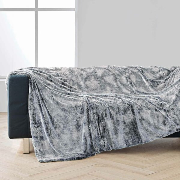 Pläd 180 x 220 cm imitationspäls – Antarktisk Grå