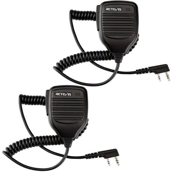 Retevis Walkie Talkie Mikrofon 2-stifts högtalarmikrofon kompatibel med Baofeng UV-5R BF-888S Retevis RT24 RT27(2 st)