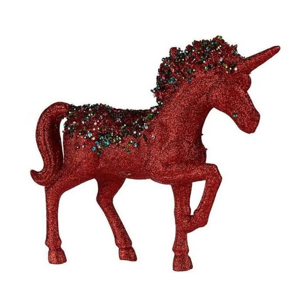 Dekorativ figur - Enhörning - 9,5 x 31 x 40 cm - Röd - Blå - Plast
