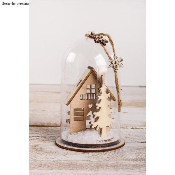 Plastklocka med bas, 6cm 9cm, med jute snöre
