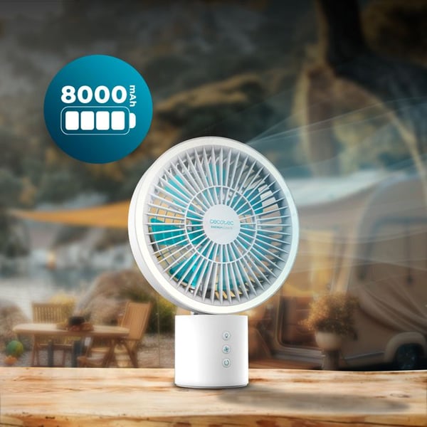 Cecotec - Bordsfläkt med EnergySilence 8000-batteri, bärbar lätt skrivbordsfläkt - Diameter 20 cm, Batteri 8000 mAh
